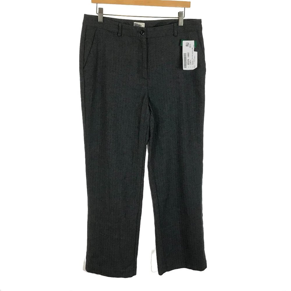 NWT Womens Size 14 14x30 LL Bean Gray Weekend Herringbone Tweed Dress Pants